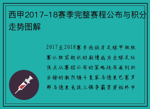 西甲2017-18赛季完整赛程公布与积分走势图解